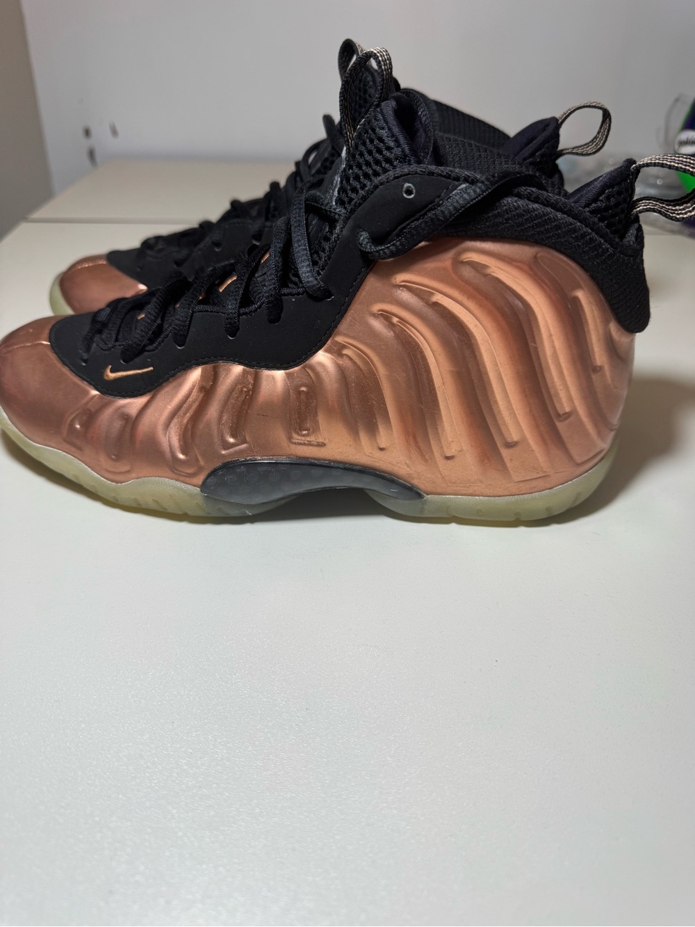 Nike Kids' Metallic Cooper and Black Foamposite One Sneakers